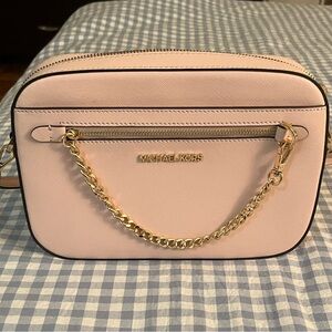 Michael Kors Light Pink Crossbody Bag with Gold Chain